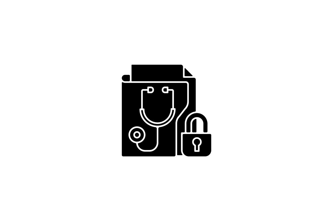 Sensitive information types black glyph icons set on white space