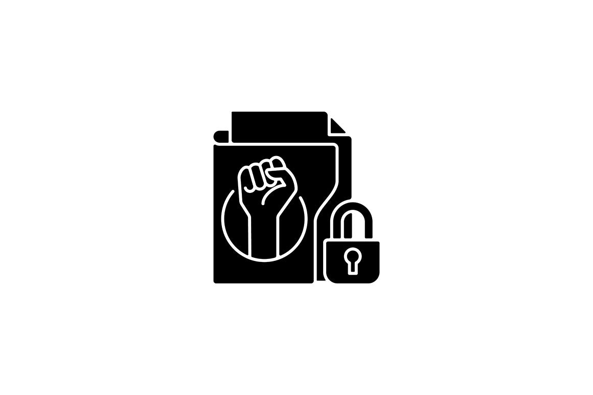 Sensitive information types black glyph icons set on white space