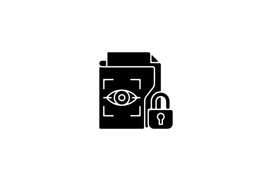 Sensitive information types black glyph icons set on white space