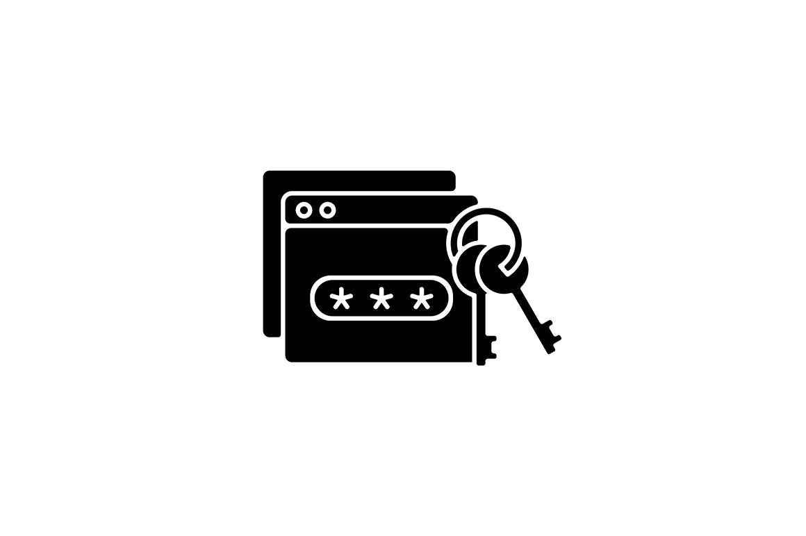 Sensitive information types black glyph icons set on white space