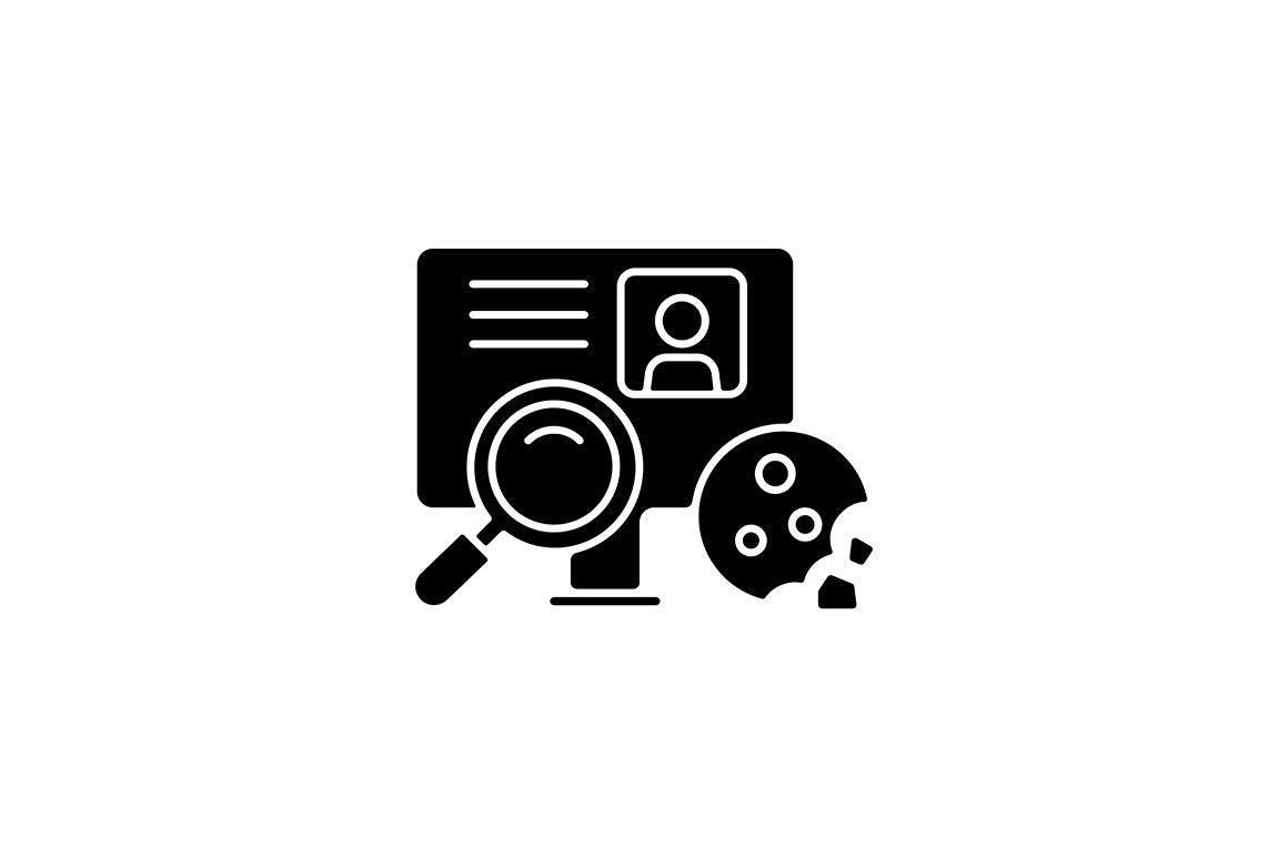 Sensitive information types black glyph icons set on white space