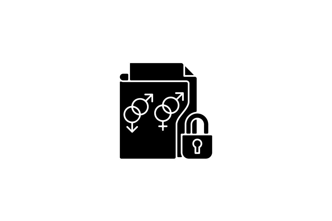 Sensitive information types black glyph icons set on white space
