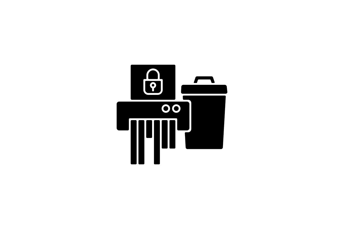 Sensitive information types black glyph icons set on white space