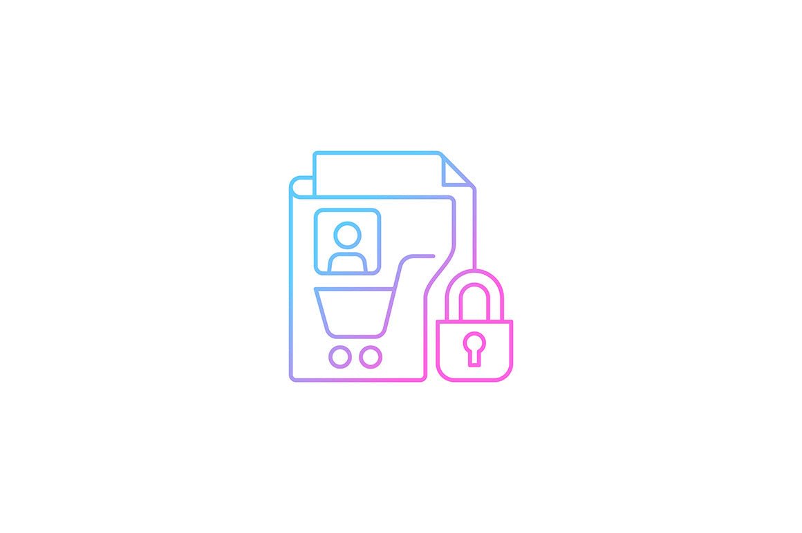 Sensitive information types gradient icons set for dark and light mode