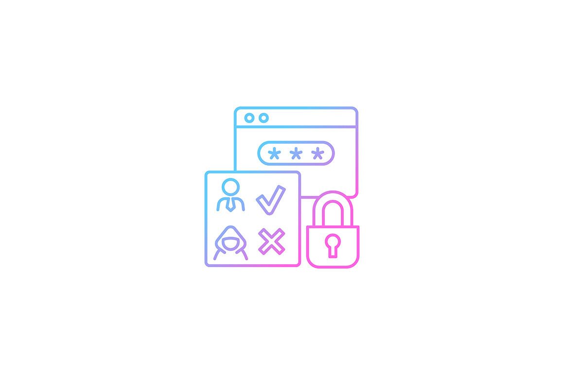 Sensitive information types gradient icons set for dark and light mode