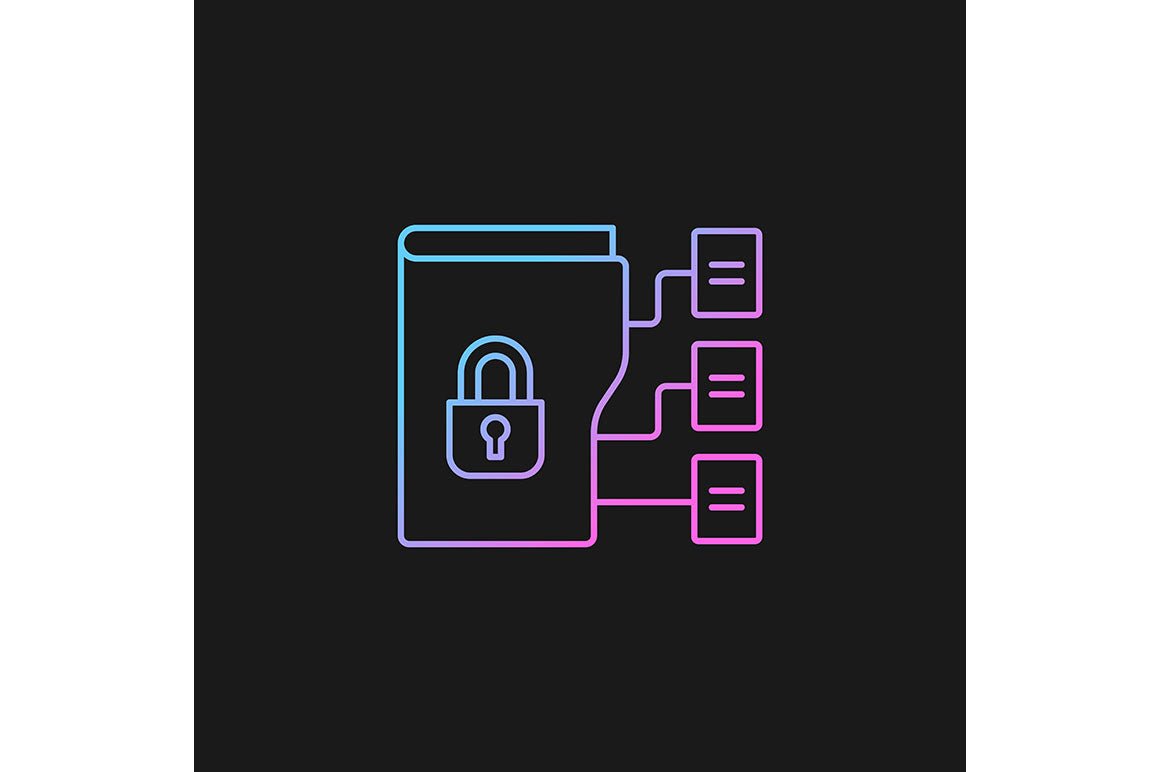 Sensitive information types gradient icons set for dark and light mode