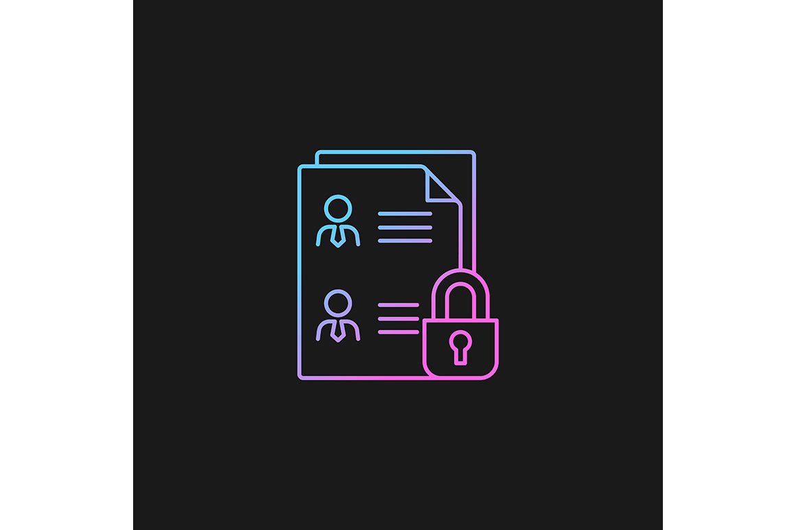 Sensitive information types gradient icons set for dark and light mode