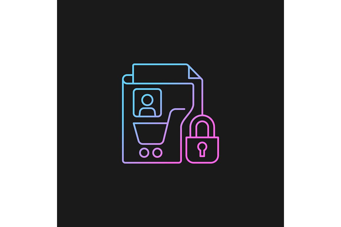Sensitive information types gradient icons set for dark and light mode