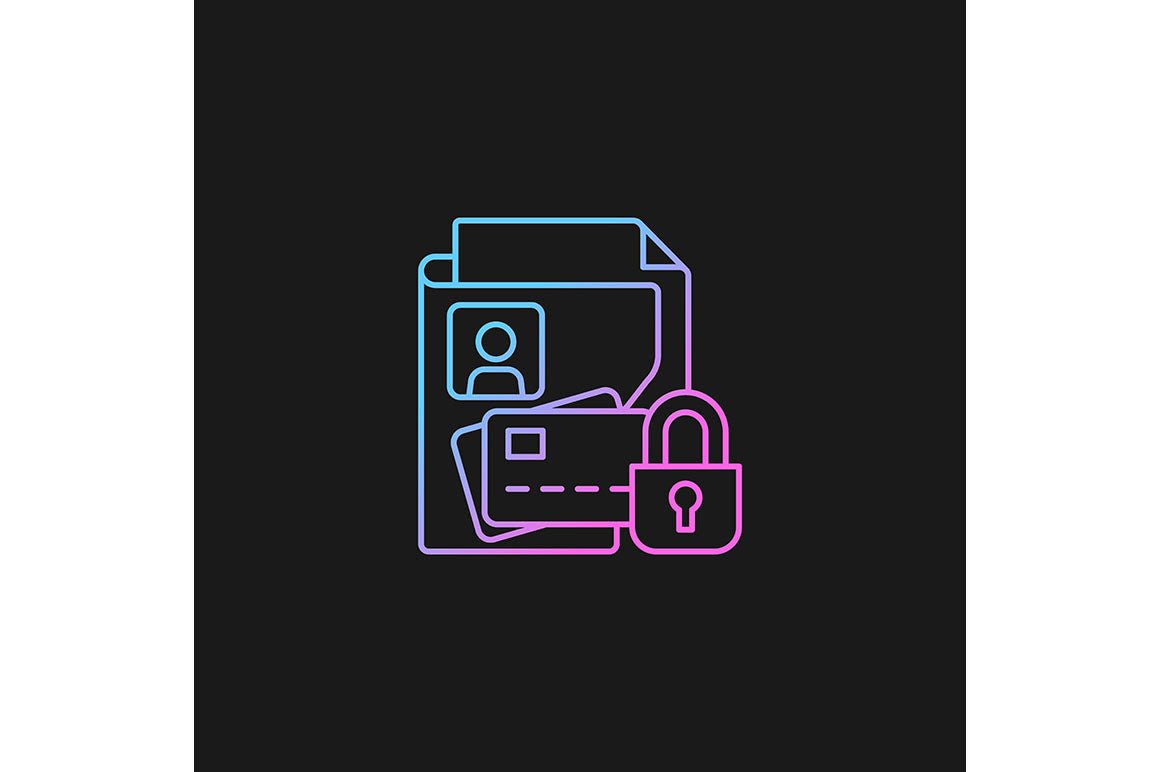 Sensitive information types gradient icons set for dark and light mode