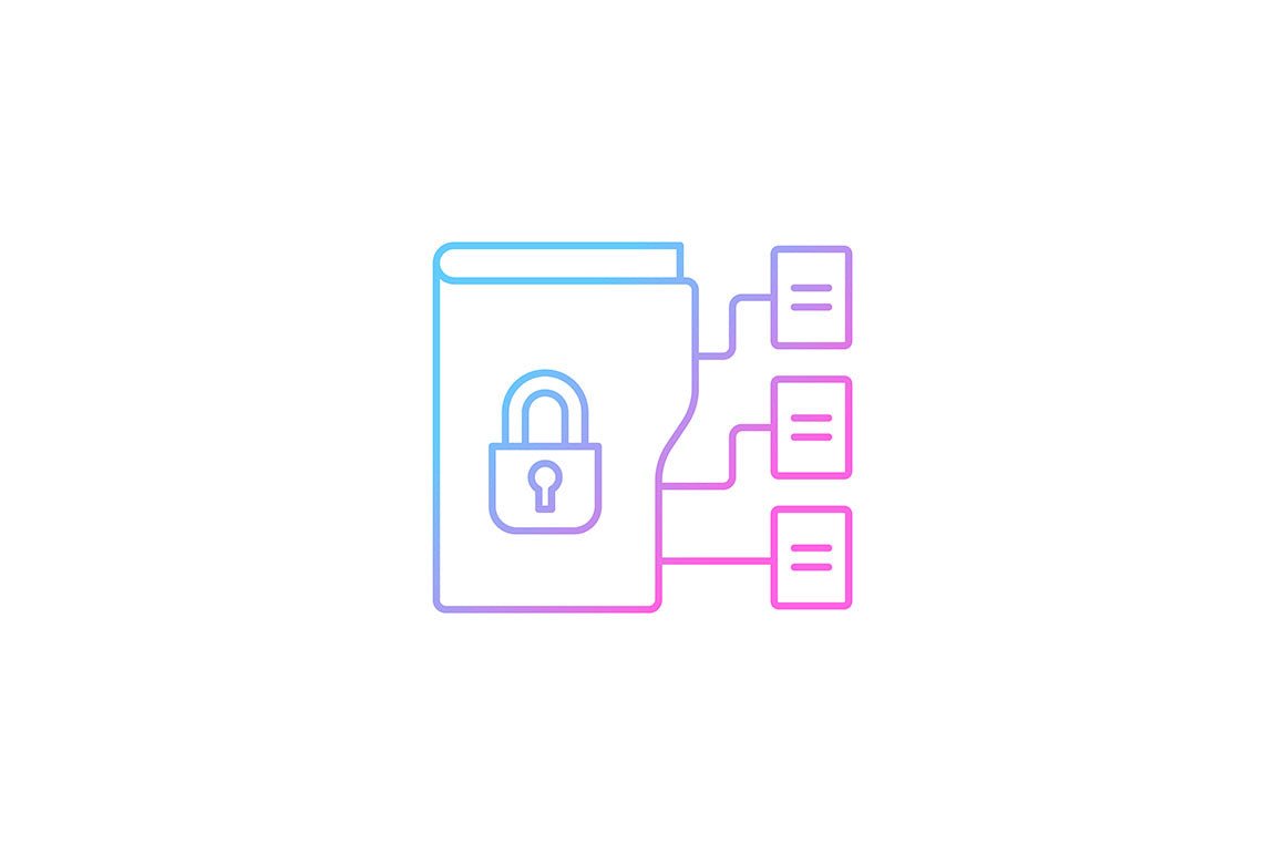 Sensitive information types gradient icons set for dark and light mode