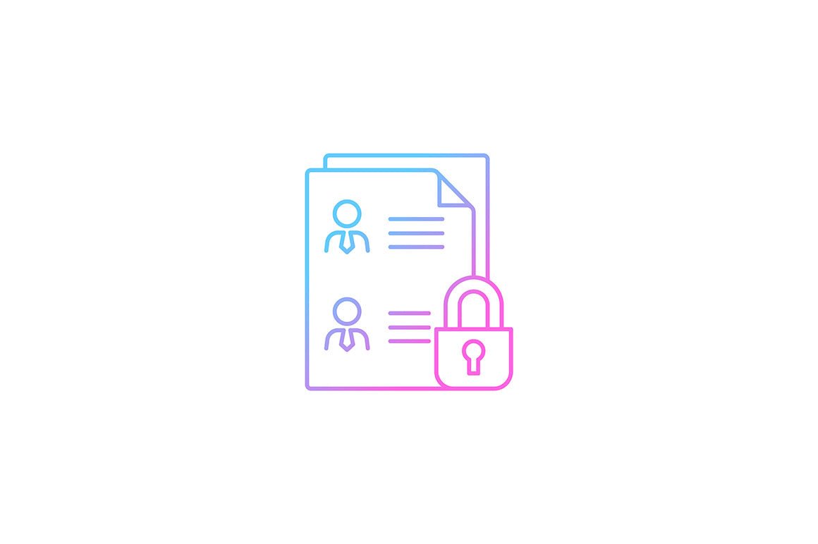 Sensitive information types gradient icons set for dark and light mode