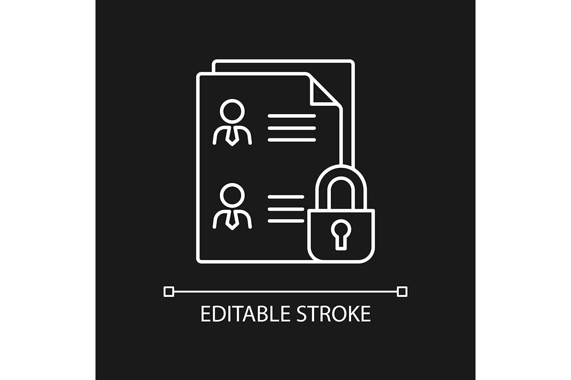 Sensitive information types linear icons set for dark and light mode