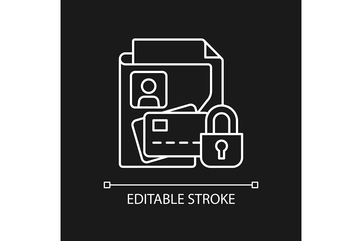 Sensitive information types linear icons set for dark and light mode