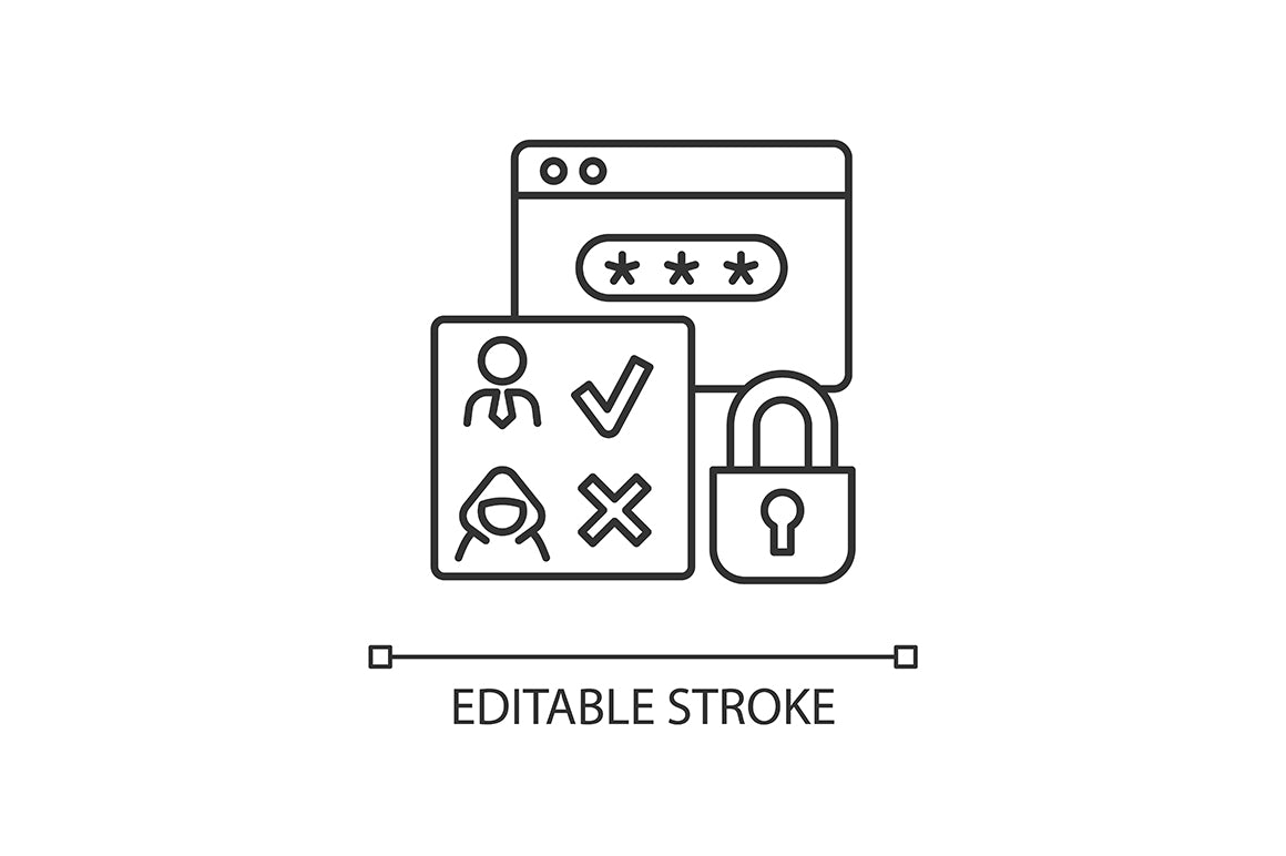 Sensitive information types linear icons set for dark and light mode