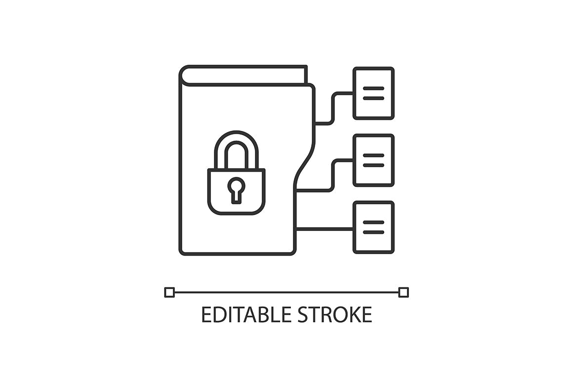 Sensitive information types linear icons set for dark and light mode