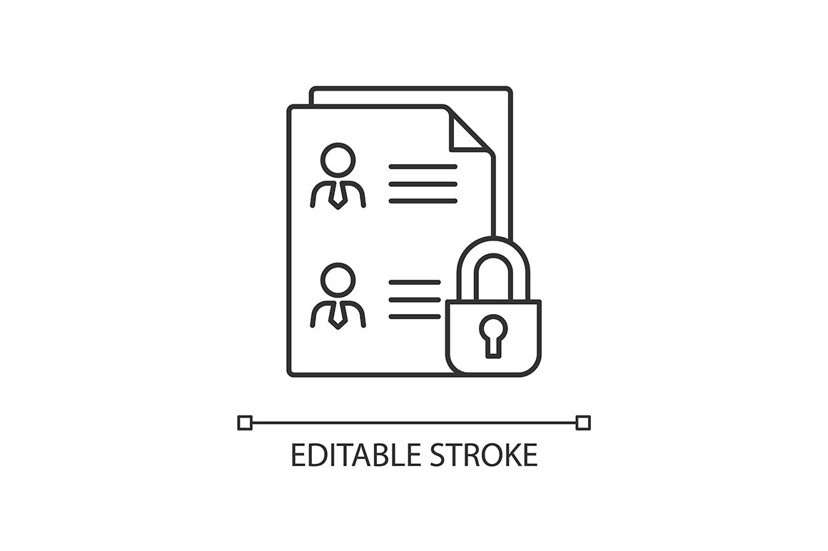 Sensitive information types linear icons set for dark and light mode