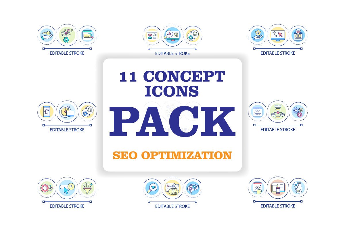 SEO optimization concept icons bundle
