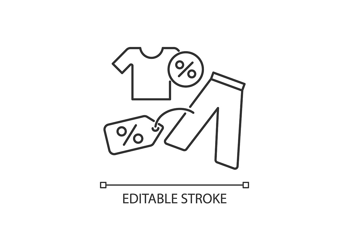 Shopping mall categories pixel perfect linear icons set