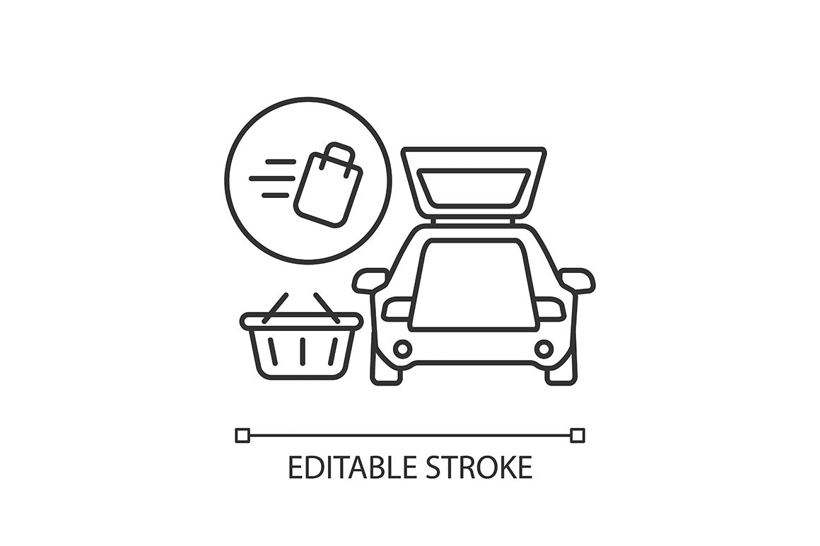 Shopping mall categories pixel perfect linear icons set