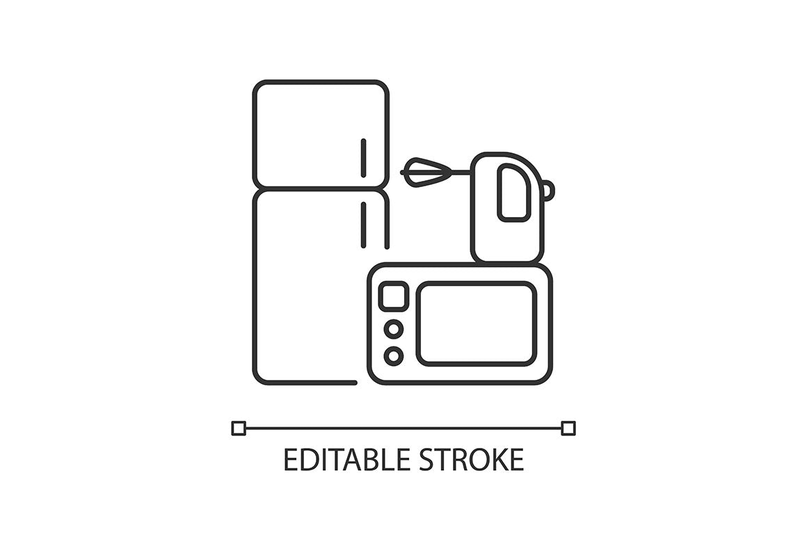 Shopping mall categories pixel perfect linear icons set