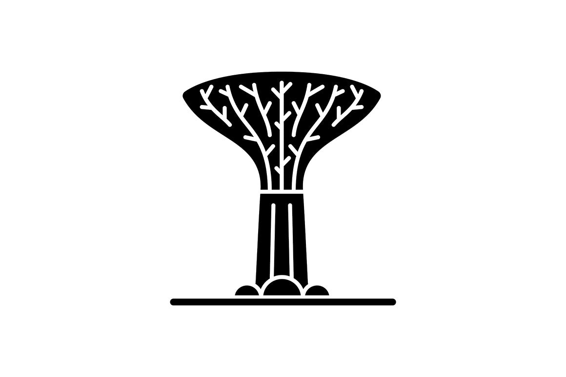 Singapore national symbols black glyph icons set
