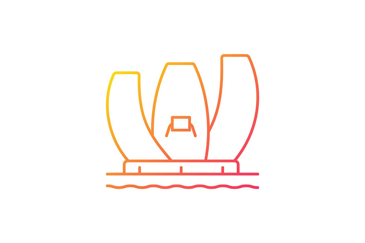 Singapore national symbols gradient icons set for dark and light mode
