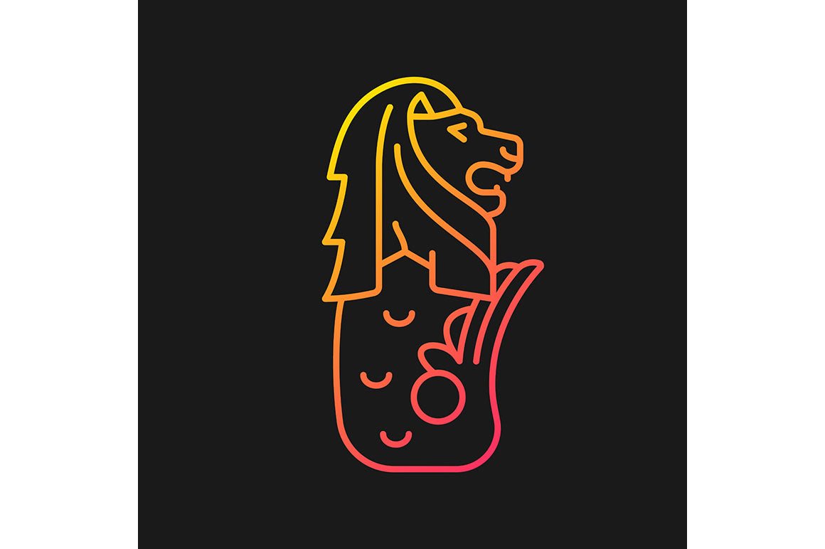 Singapore national symbols gradient icons set for dark and light mode