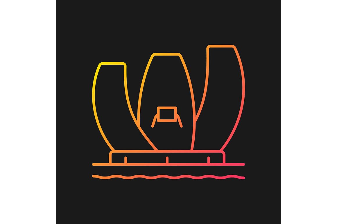 Singapore national symbols gradient icons set for dark and light mode