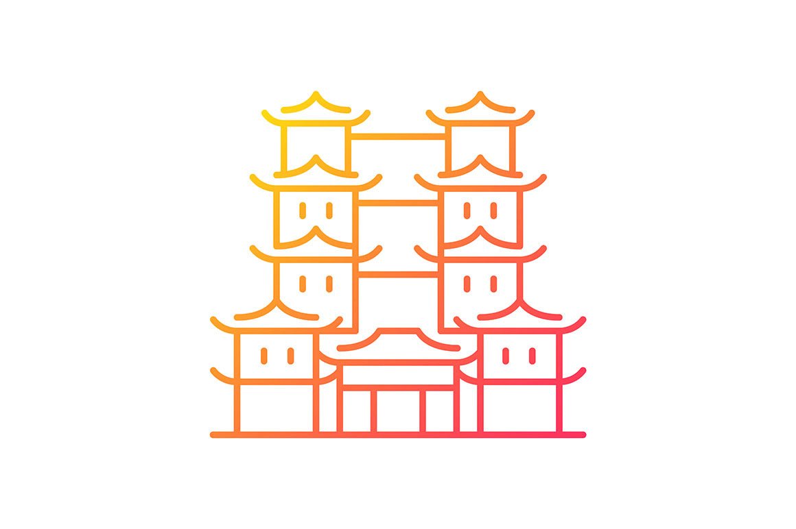 Singapore national symbols gradient icons set for dark and light mode