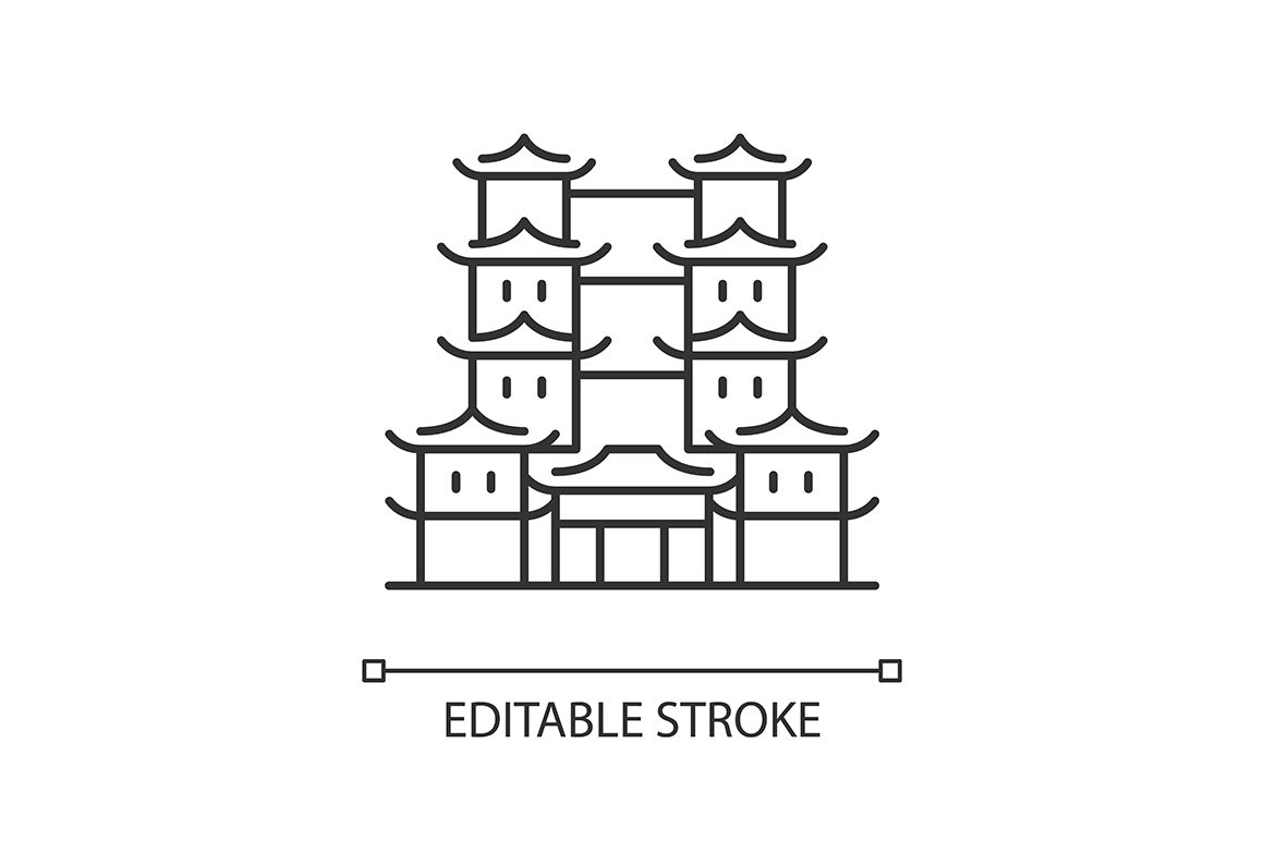 Singapore national symbols linear icons set for dark and light mode