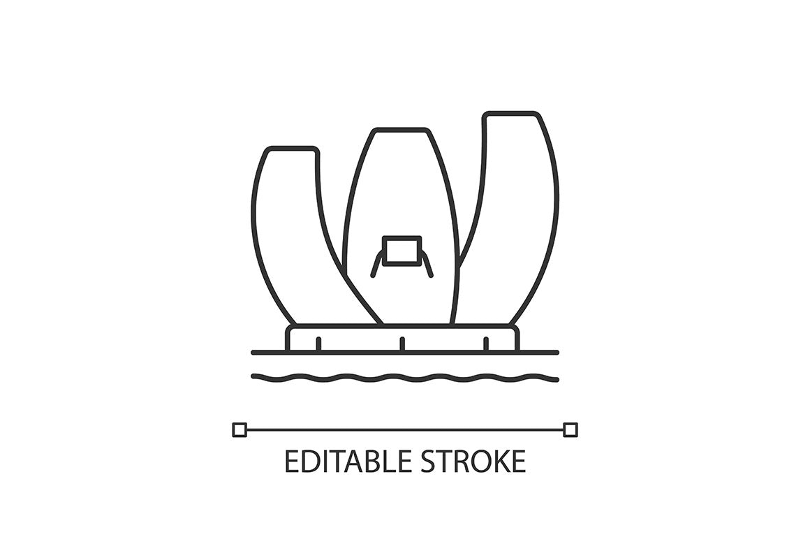 Singapore national symbols linear icons set for dark and light mode