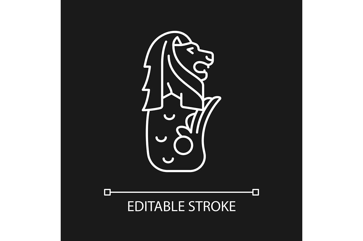 Singapore national symbols linear icons set for dark and light mode