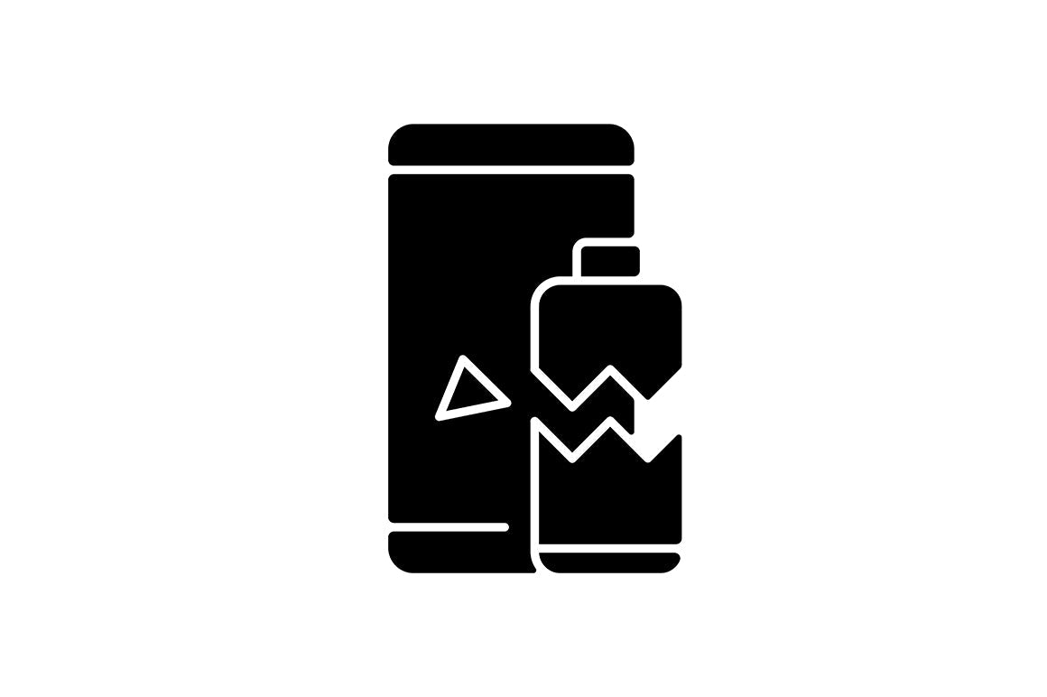 Smartphone repair black glyph icons set on white space