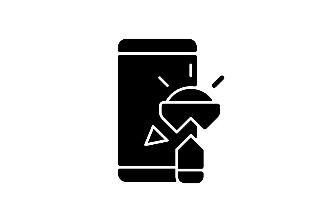 Smartphone repair black glyph icons set on white space