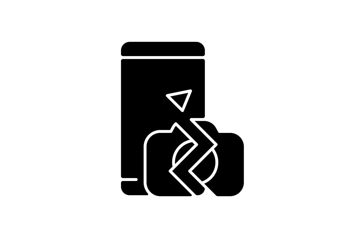 Smartphone repair black glyph icons set on white space