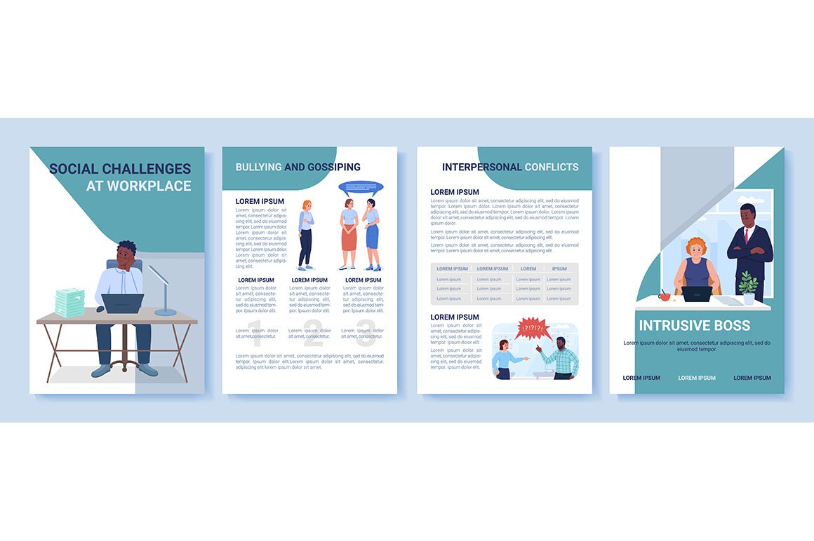 Social challenges at workplace brochure templates