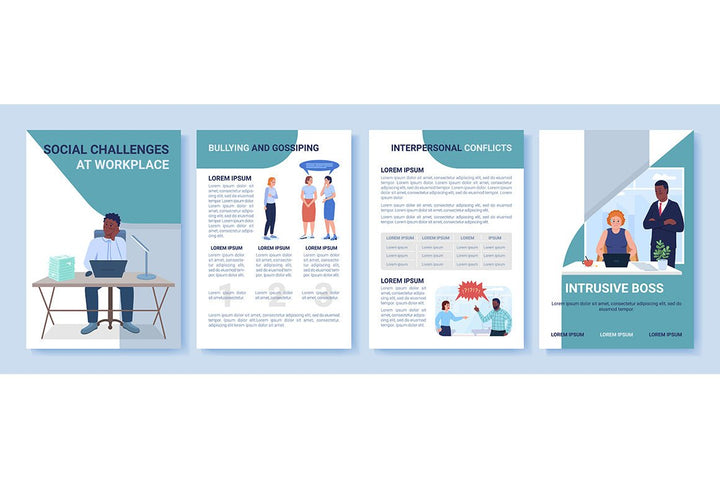 Social challenges at workplace brochure templates