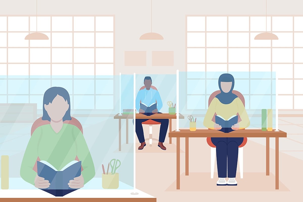 Social distancing color vector illustration bundle