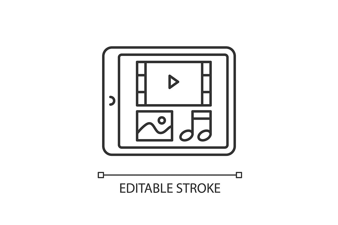 Social media story pixel perfect linear icons set