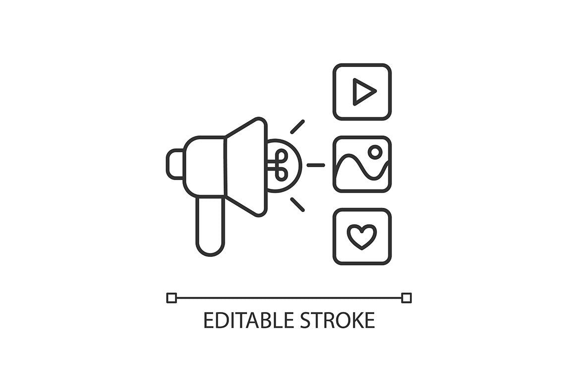 Social media story pixel perfect linear icons set