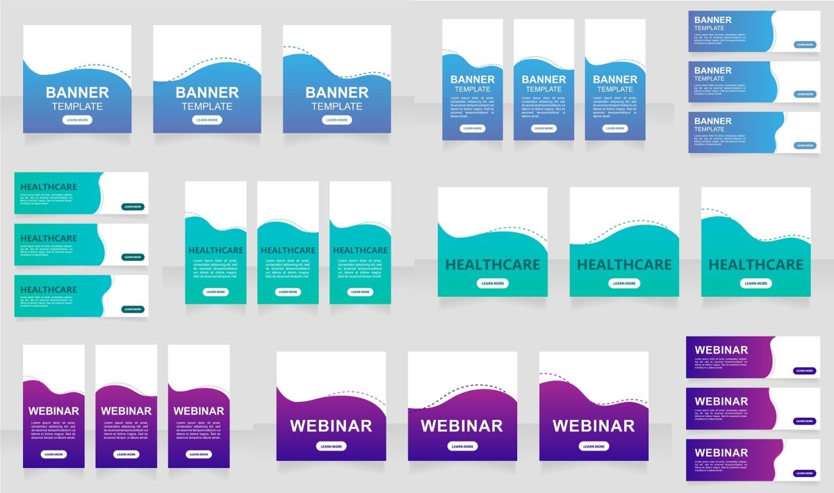 Сommunication webinar web banner design template set