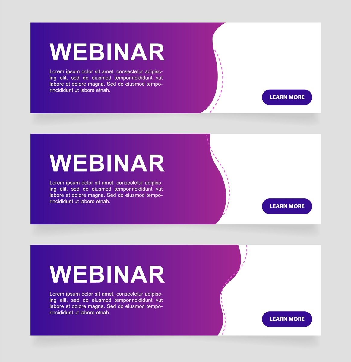 Сommunication webinar web banner design template set