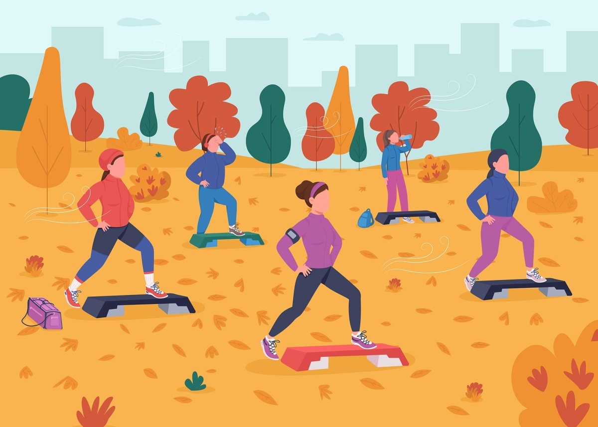 Space for sport flat color vector illustration bundle