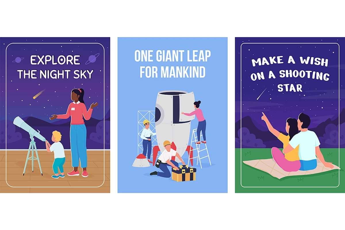 Space poster flat vector templates