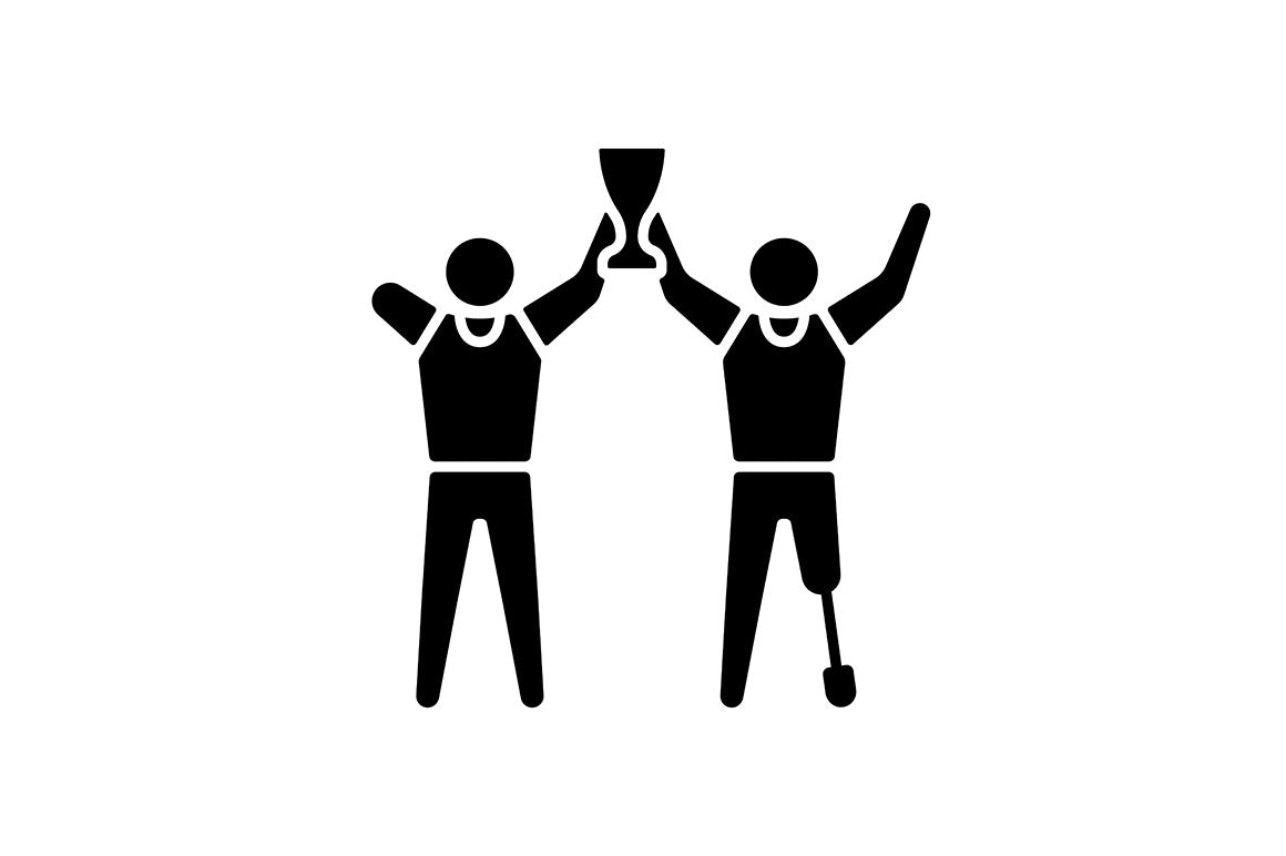 Sport competition black glyph icons set on white space
