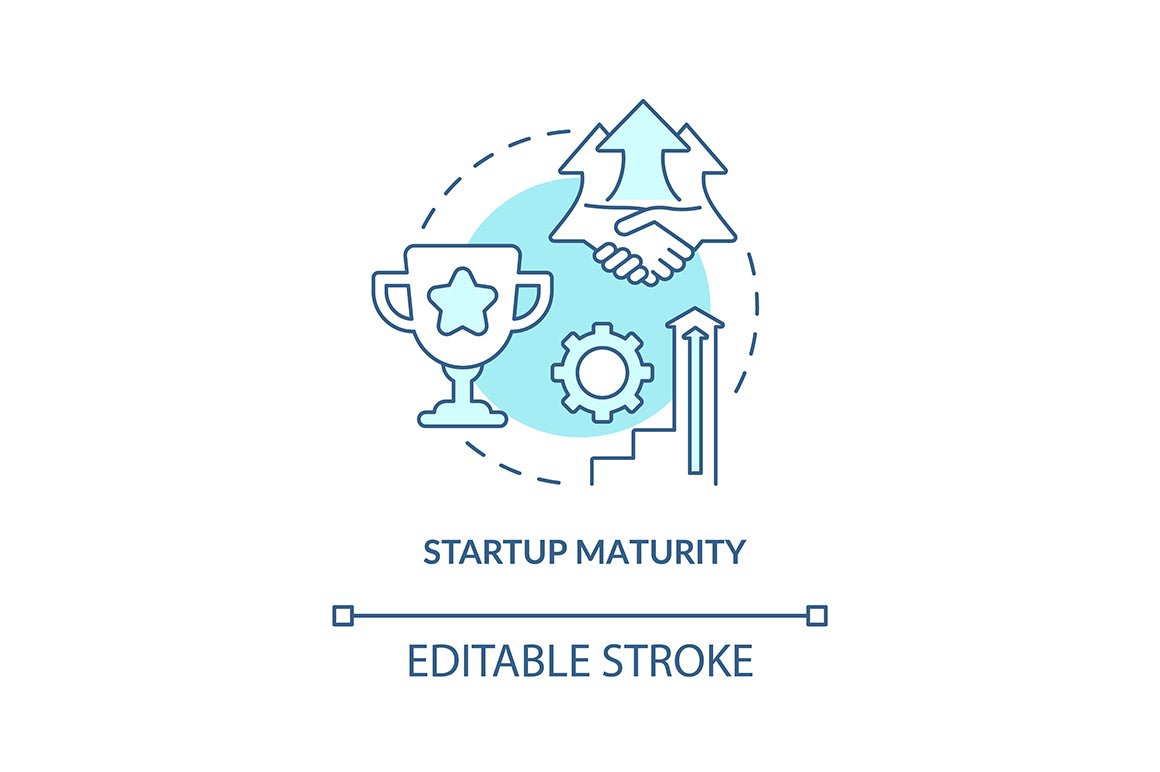 Startup launch blue concept icons set