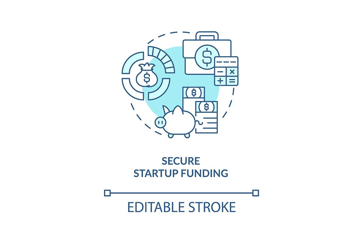 Startup launch blue concept icons set