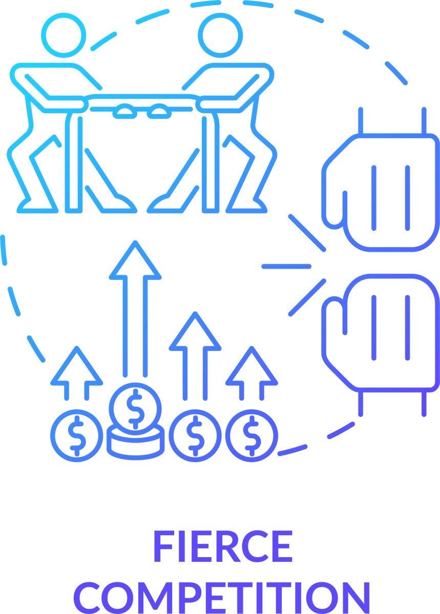 Startup launch blue gradient concept icons set