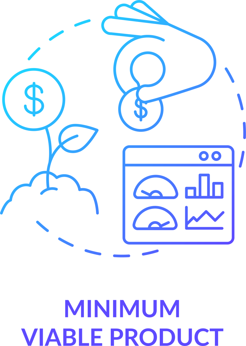 Startup launch blue gradient concept icons set