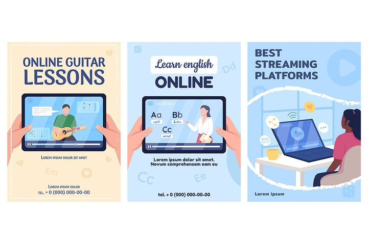 Streaming platforms poster flat vector templates